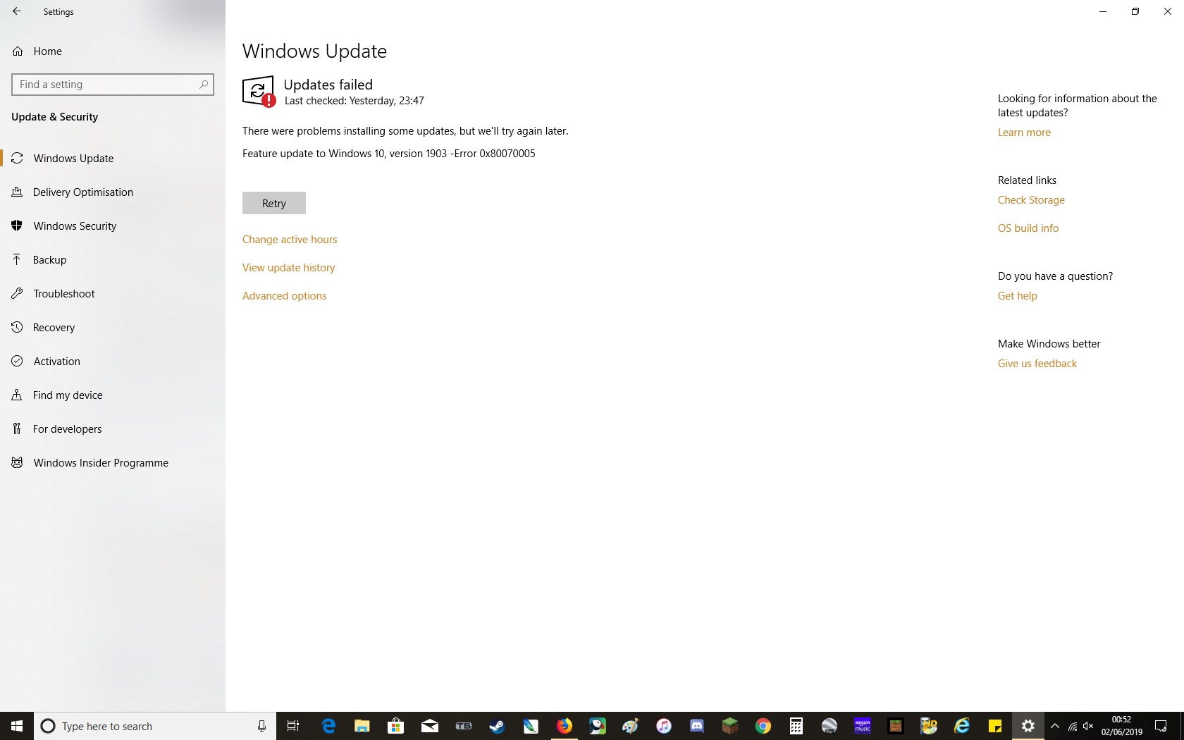 Windows 10 Update 1903 error code f68cb3bf-cec9-4ede-853b-891b446ac502?upload=true.jpg