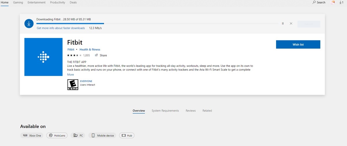 No 'GET' comes up to install the FITBIT app? See screenshot! f6fe02d3-03ba-4dd9-bb42-c4cf8c87d61f?upload=true.jpg