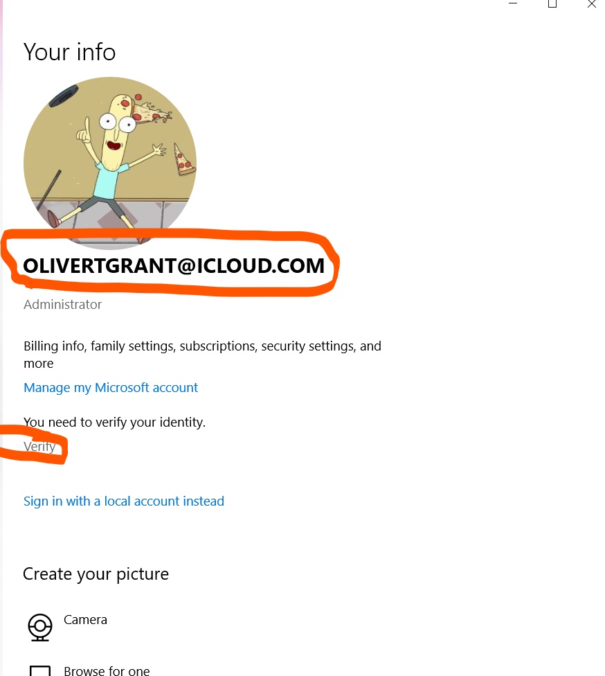 I cannot verify my account on Windows 10 and it displays my email instead of my account... f768de2a-74f9-44d4-be8f-75895c25ed4c?upload=true.jpg