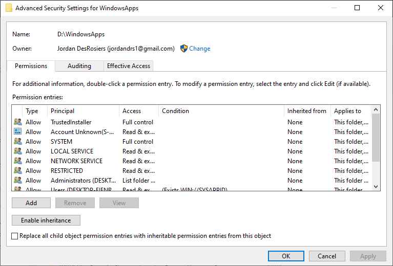 Cant Delete The WindowsApps Folder In My "D: Drive" f7ae0e94-9967-4052-923d-0dff48a40e3b?upload=true.png
