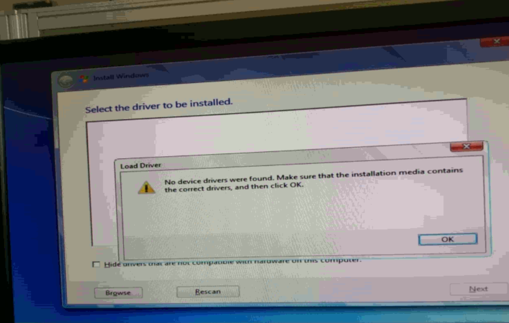 No device drivers were found. Make sure that the installation media contains the correct... f7c6ef4c-b201-4fd1-be2e-8f06271539c2?upload=true.png