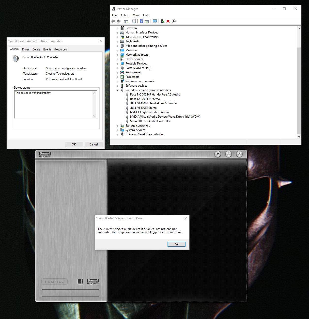 Windows 10 - SoundBlaster Z Card Not Detected - No Speakers Detected f84c3302-c5aa-499a-a432-496b76effed4?upload=true.jpg