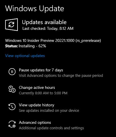 Windows 10 Insider Preview -20221.1000 Update stuck at 62% f86ce0da-f4c0-4104-b035-dcef56a3a8e1?upload=true.jpg