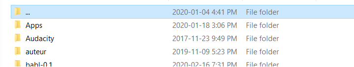 Have a folder named "...", can't delete it and when I try to view it's contents, it's just... f8fdfce5-9dd5-48db-a895-0423b38554ac?upload=true.png