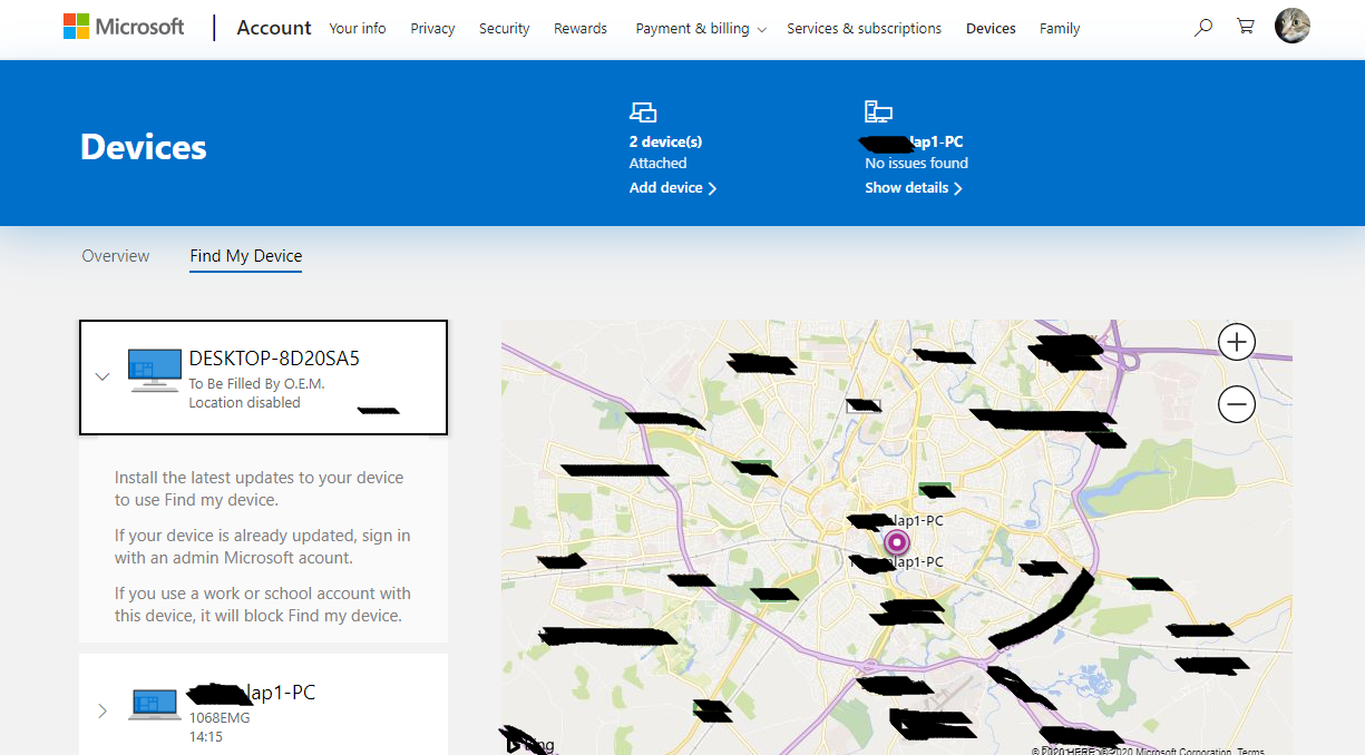 Microsoft admin account CANNOT locate one of my devices f977be20-0075-40fb-9da5-22ea8344a02b?upload=true.png