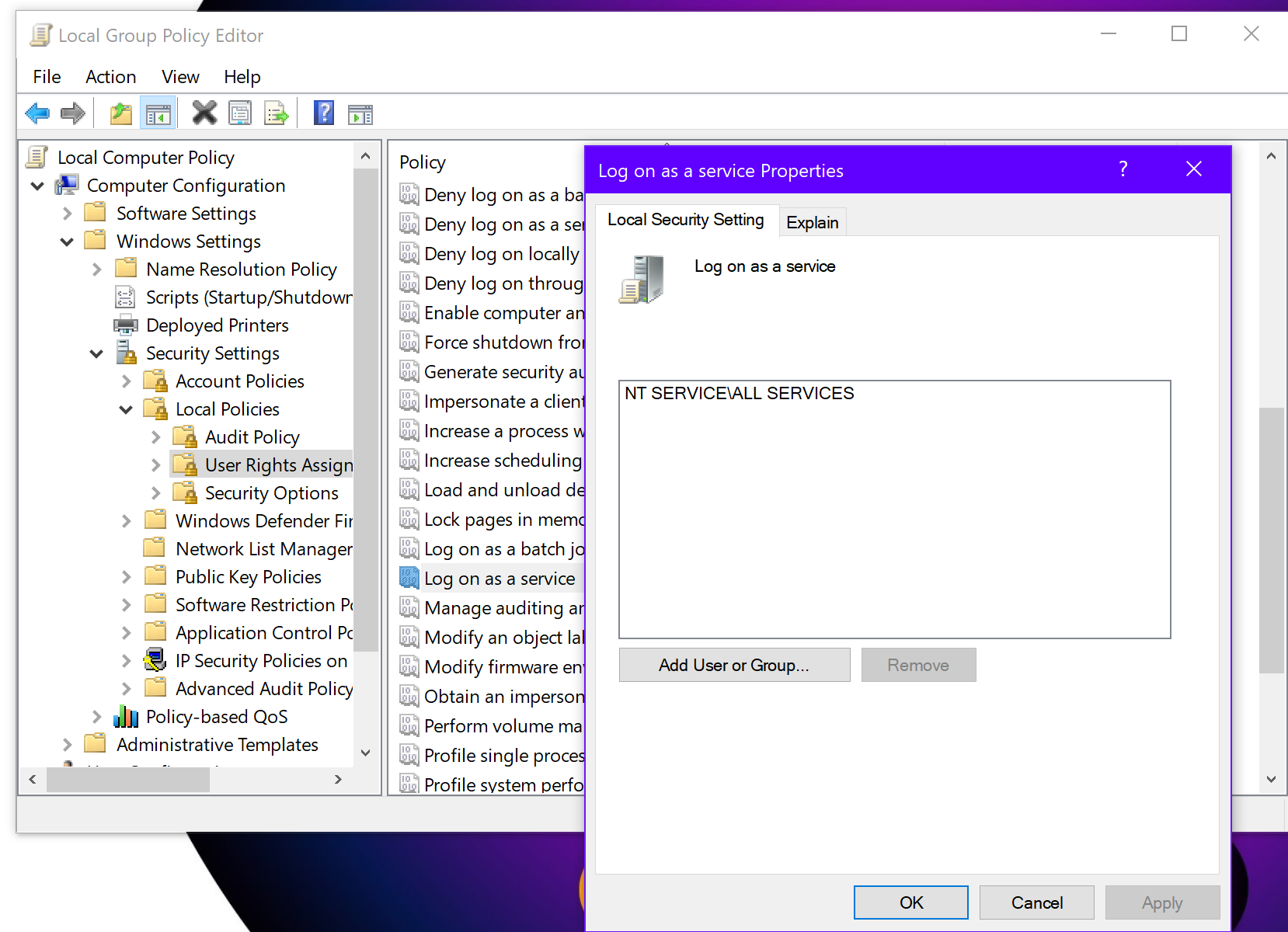 Log on as a service issue Win 10 Pro f9c3bd98-105b-45e1-918e-1b9c16a8b44e?upload=true.png