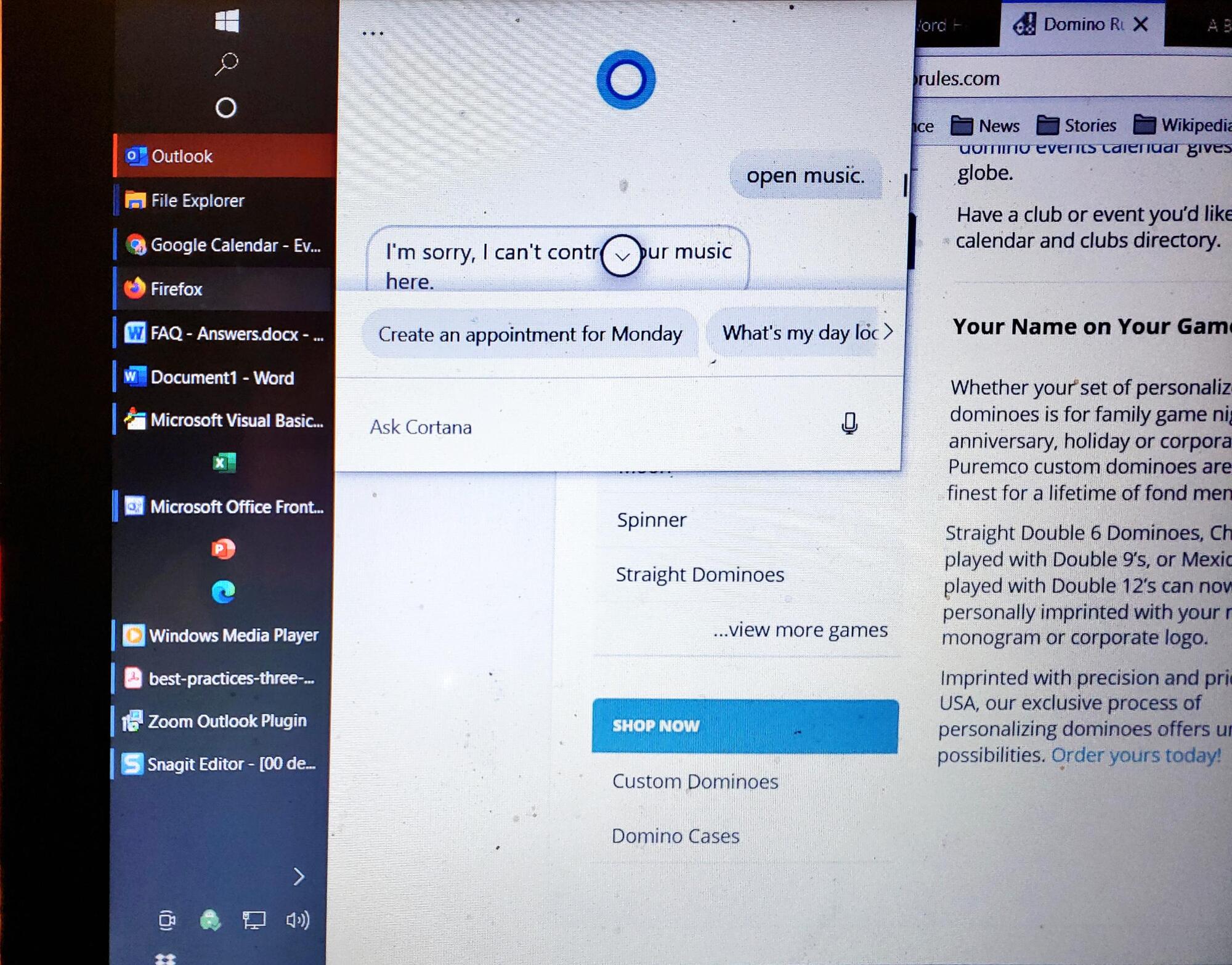 Get rid of Cortana dialog on screen. Only solution seems restart. f9dbce3e-40a2-427a-875e-81780c10b66b?upload=true.jpg