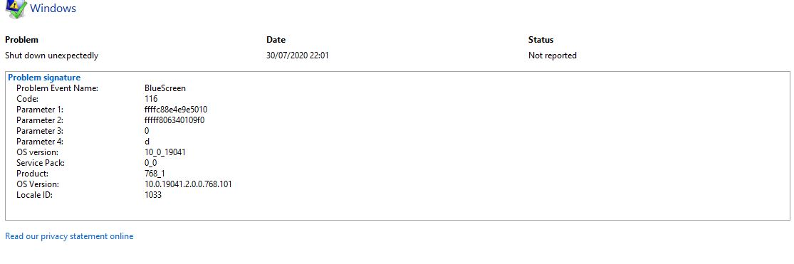 LiveKernelEventError 141, BlueScreen 116 and Windows stopped working. f9dd62f7-6dbe-4b6b-9641-8e79ebc13cb2?upload=true.jpg
