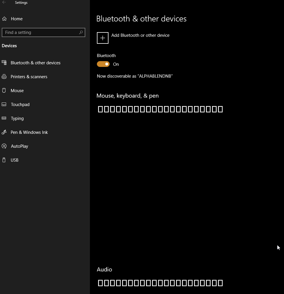 All Settings > Devices > Bluetooth & other devices display font incorrect fa903284-4eb4-49a7-99b9-912d35d693cd?upload=true.png
