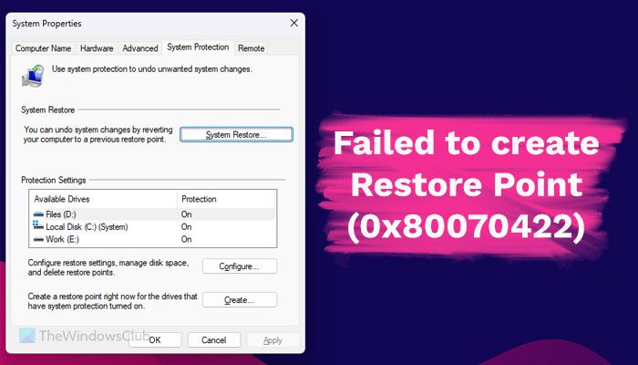 Failed to create System Restore Point, Error 0x80070422 failed-create-restore-point-0x80070422-1.jpg