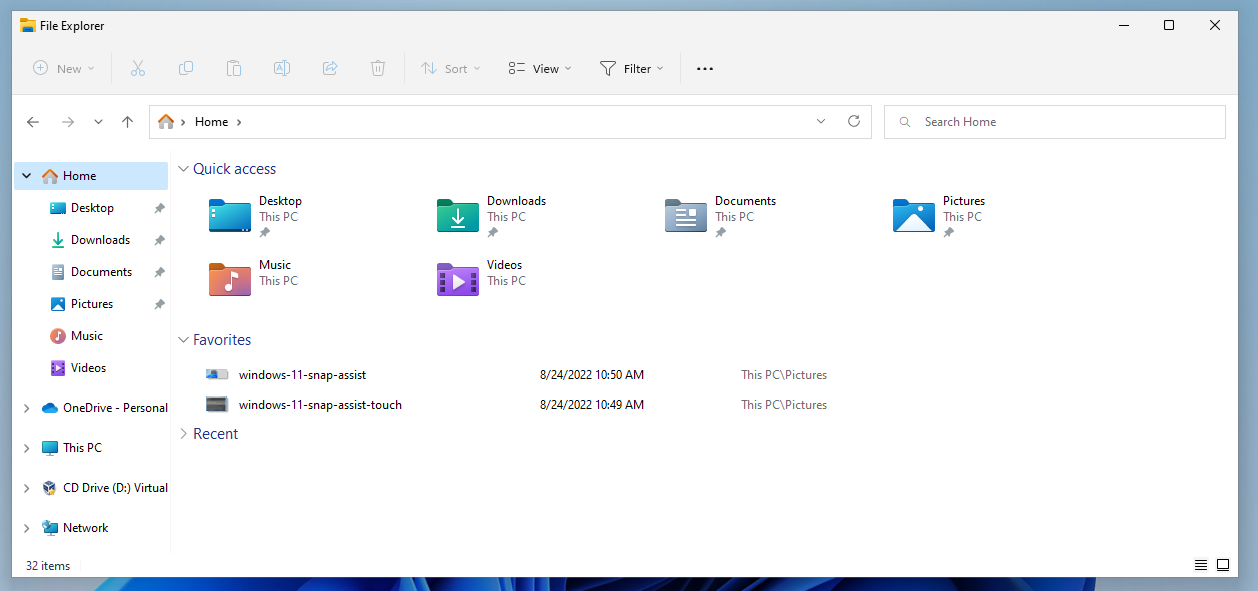 Windows 11 version 22H2: file explorer changes favorites.png
