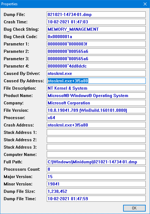 BSOD MEMORY_MANAGEMENT ntoskrnl.exe+3f5a80 fb7be842-bf1a-4465-a553-6673947ec38c?upload=true.png