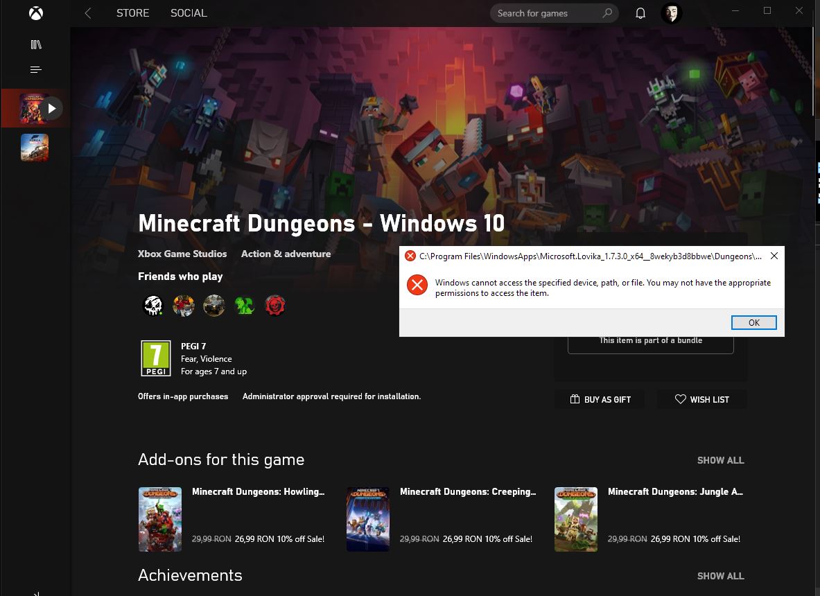 Cannot start Minecraft Dungeons fb9fb23e-fd7e-4580-a1b1-6befbd296bd8?upload=true.jpg