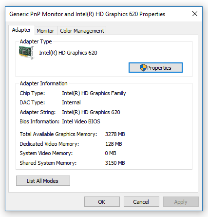 My Microsoft adapter is just bringing the Total available Graphics Memory as 1943mb but... fd4d59e2-b647-4ae7-b02a-1e9623f36e1b.png