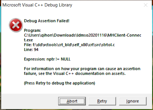 Debug Assertion Failed When Opening The Games