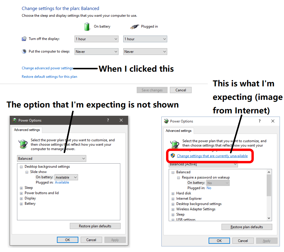 "Change settings that are currently unavailable" is not shown in "Advanced power settings" menu fd8f16ce-0ce3-48b8-924c-f14e85d9083d?upload=true.png