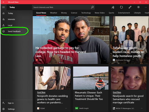 New updates to Microsoft News app in Windows 10 Feedback.png