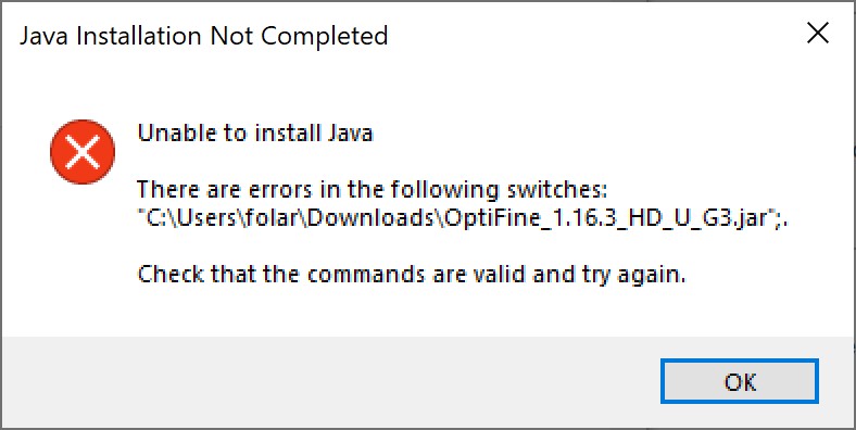 help when i try opening optifine with java this pops up ff370205-92c9-4b4f-910a-b0e7c566f534?upload=true.jpg