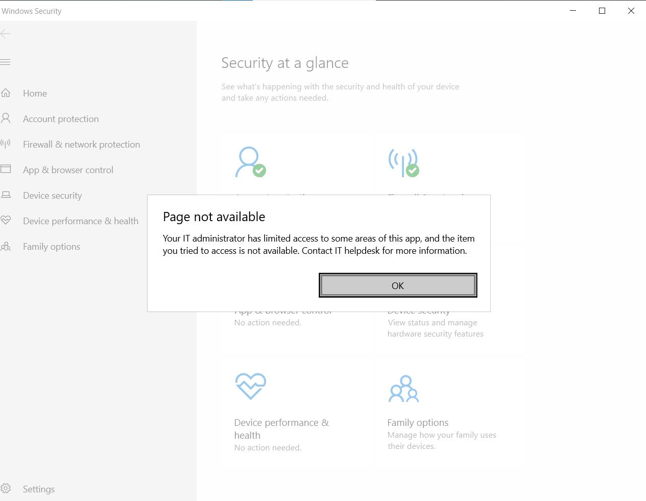 Can't find "virus and threat protection " option in windows defender. ff3d84c3-b81b-4fd7-8a45-ca632dd8aa52?upload=true.png