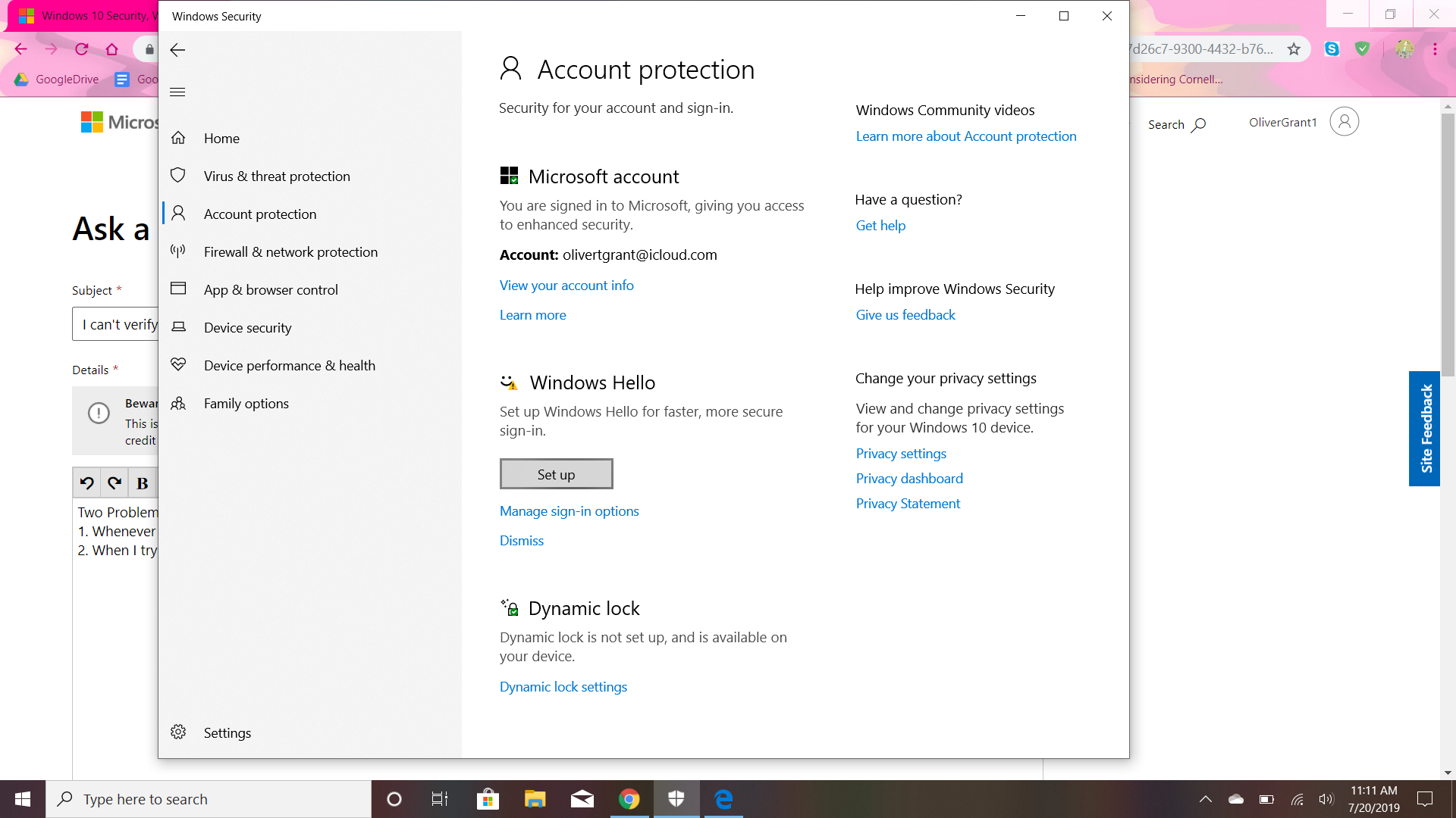 I can't verify my Windows account in settings or setup Account Protection in Windows Security ff424dce-2a90-4f68-a2fc-41eb83d6fb68?upload=true.png