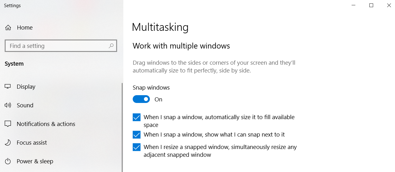 Windows 10 multitasking/snap assist no longer working after May 2019 update ff683657-5a1d-41ed-8263-586a65b5e76e?upload=true.png
