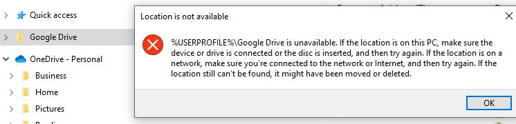 Google Drive is in File Explorer, can't get rid of it, 'Location is not available', please... ff99b525-e2c9-485e-871e-d619bc6df34f?upload=true.jpg