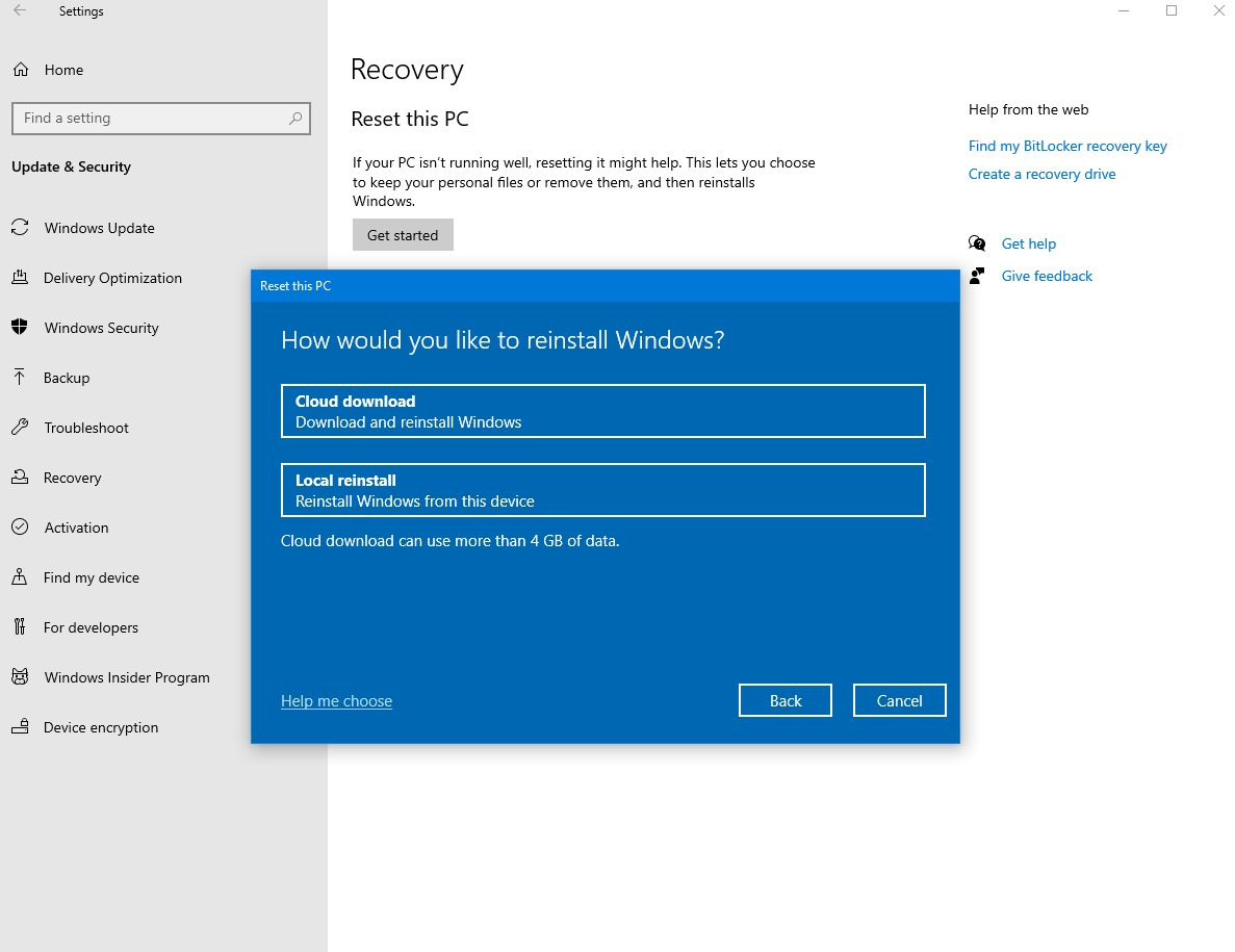 What is the difference with cloud download, local reinstall during windows 10 reset? figure-1.png