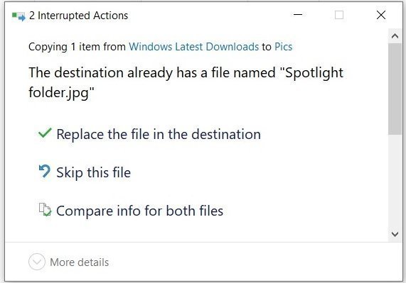 Windows 10 October update ZIP files overwrite confirmation bug likely to get fixed File-confirmation-box.jpg