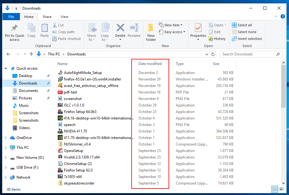 Windows 10 1903: Dates in conversational format in Explorer file-explorer-conversation-format.png