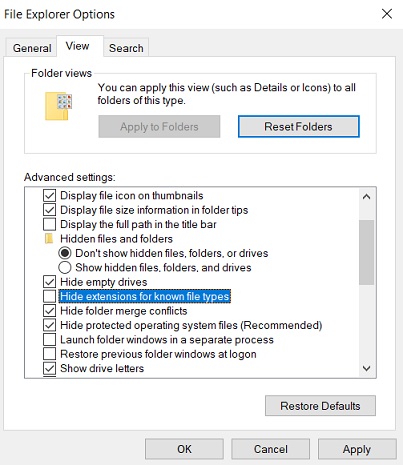 Windows 10 will allow you to create or rename extension only files File-Explorer-extensions.jpg