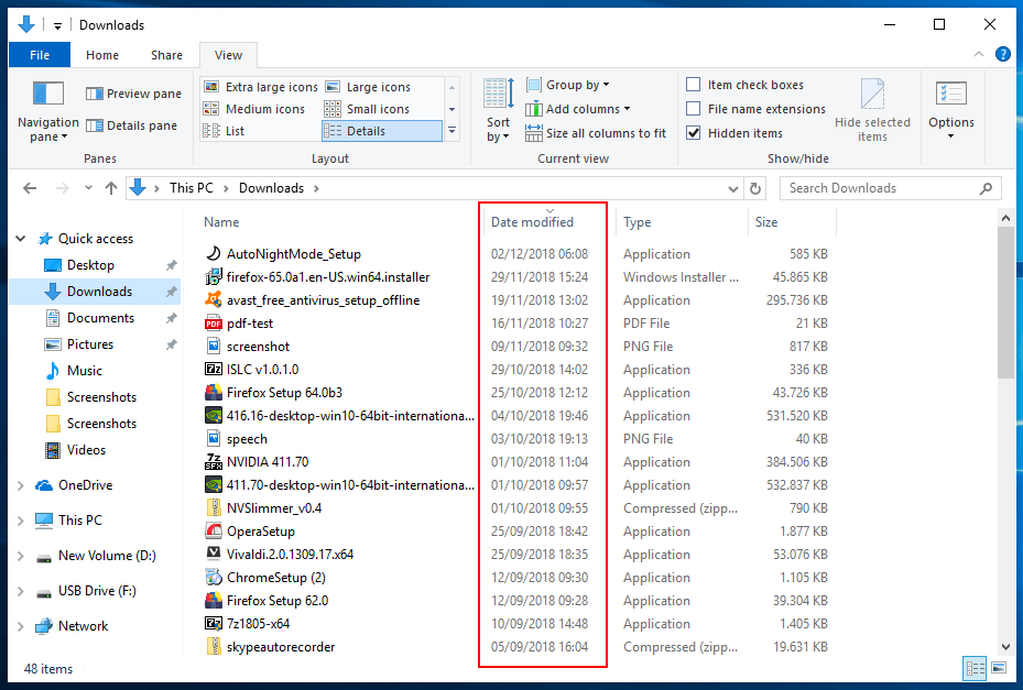 Windows 10 1903: Dates in conversational format in Explorer file-explorer-old-date-format.png