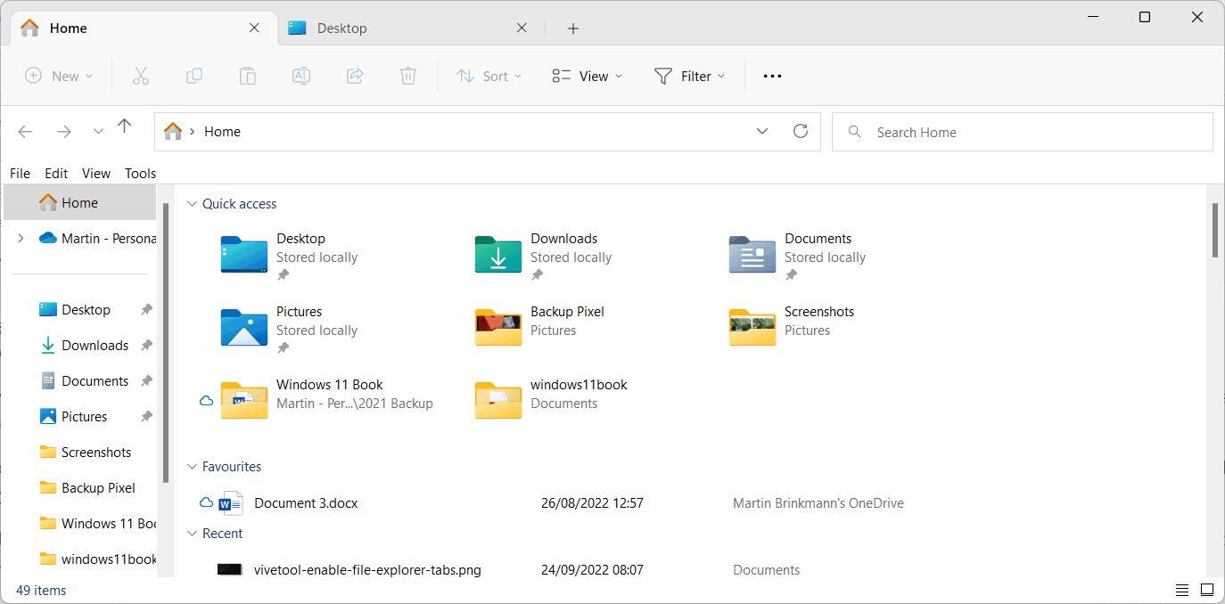How to enable File Explorer tabs in the Windows 11 2022 Update right now file-explorer-tabs.png