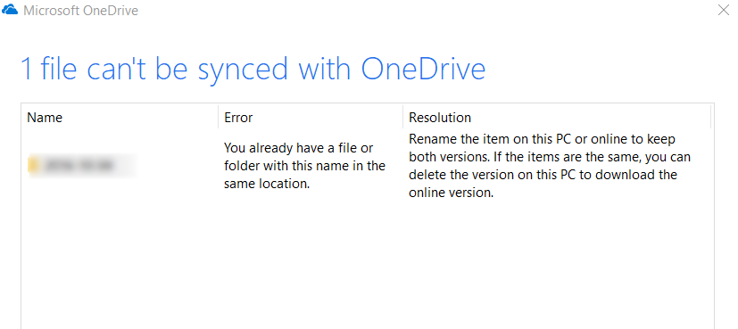 The file or folder already exists on OneDrive File-Folder-Conflict-OneDrive.png