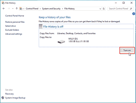 How do I reconnect my e-drive? file_history5.png