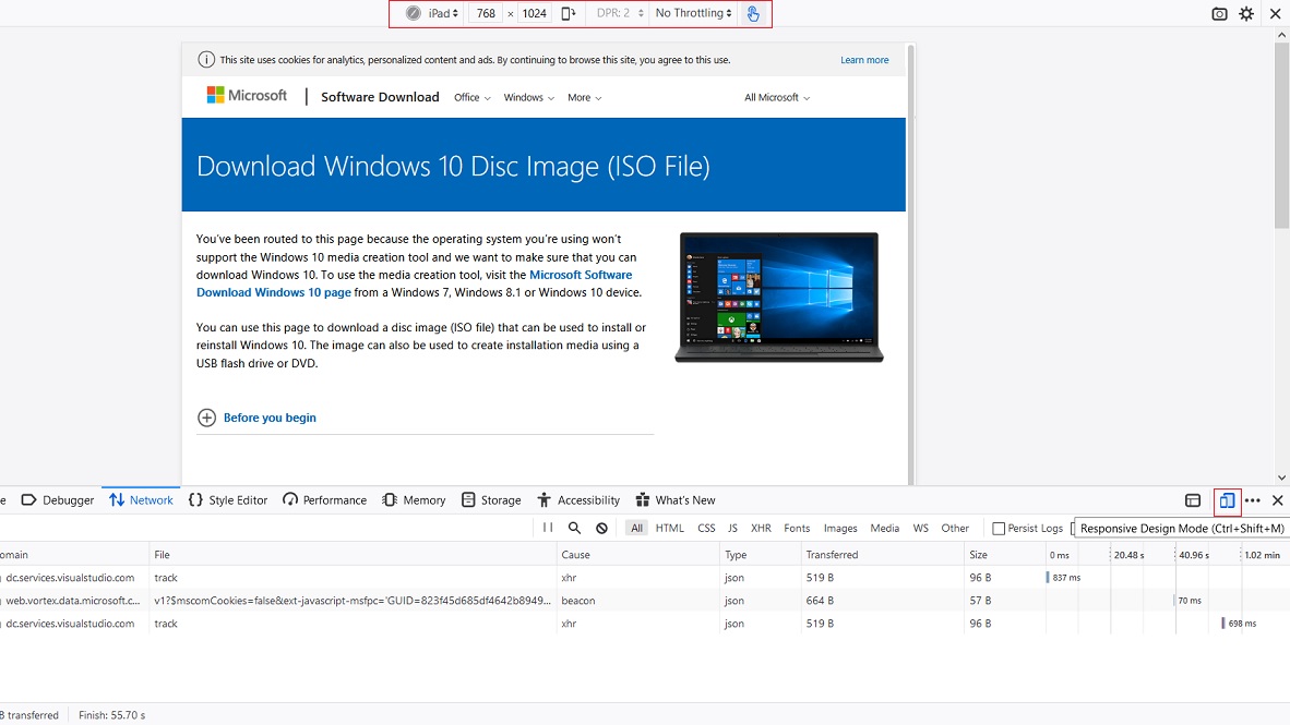 Download Windows 10 May 2020 Update ISO images Firefox-developer-tools.jpg
