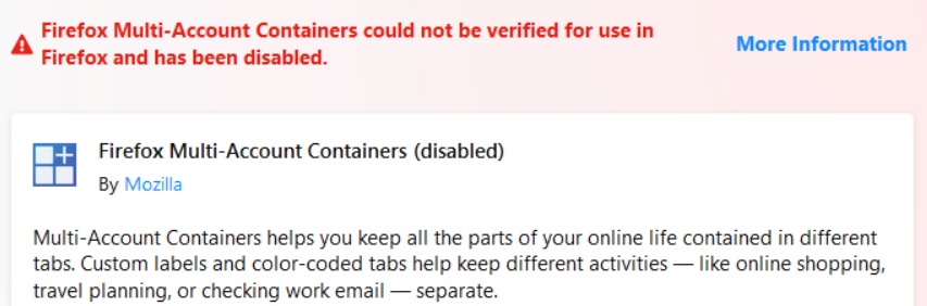 Mozilla is aware of a bug that disables all Firefox add-ons (extensions) Firefox-extension-bug.jpg