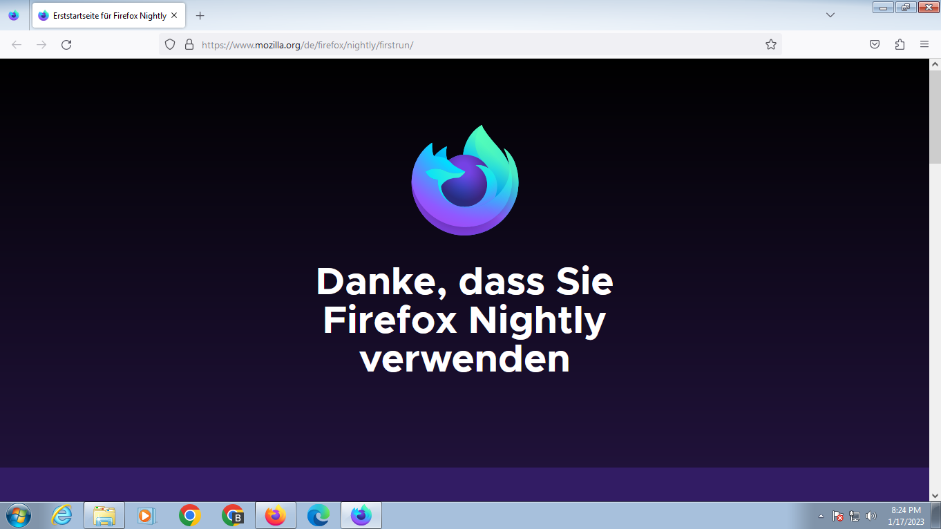 Here is what happens when you try to install and run unsupported browsers on Windows 7 firefox-nightly-windows-7.png
