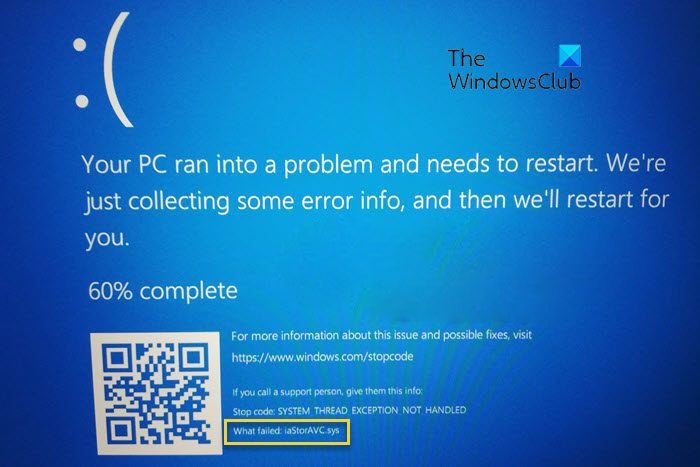 Fix iaStorAVC.sys Blue Screen on Windows 11/10 fix-iastoravc-blue-screen.jpg