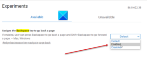 Enable Backspace Key to go back to the previous page in Microsoft Edge flag-enabled-300x118.png