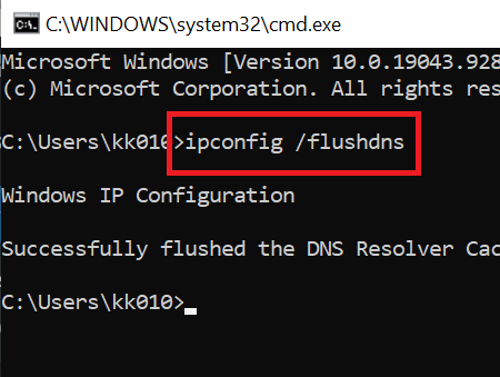 Ping Transmit failed General failure error in Windows 10 FlushDNS.png