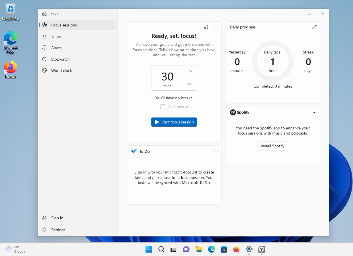 Windows 11 version 22H2: Focus Assist and Quick Settings improvements focus-clock.png