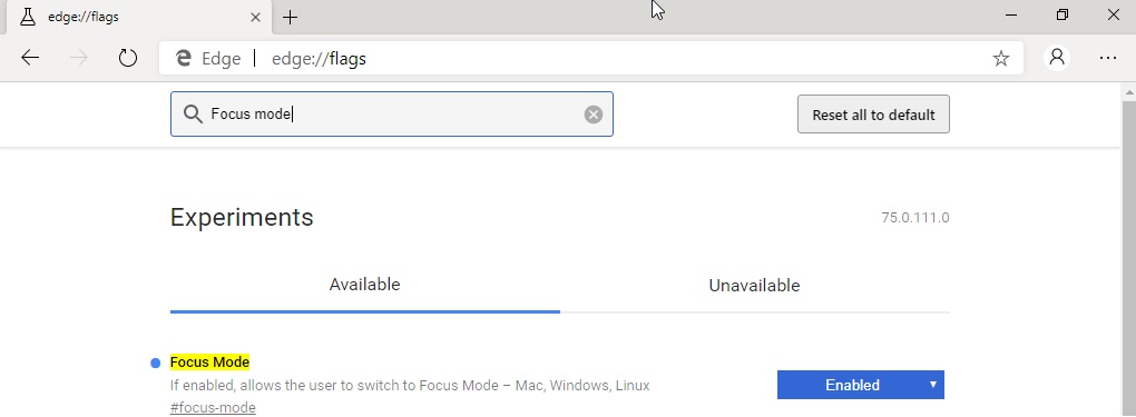 Microsoft Chromium Edge for Windows 10 has a Focus mode Focus-mode-flag.jpg