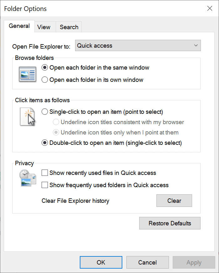 How to block Quick Access from displaying folders and files dynamically in Windows 10 and 11 folder-options-turn-off-quick-access.png