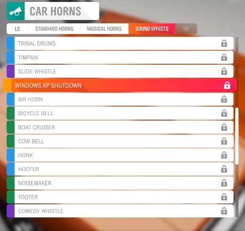 Forza Horizon 4 cars can have the iconic Windows XP "shutdown" sound as its horn Forza-Horizon-4-horns.jpg