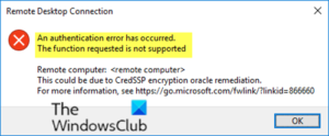 Authentication error has occurred – Function requested is not supported Function-requested-is-not-supported-300x124.png