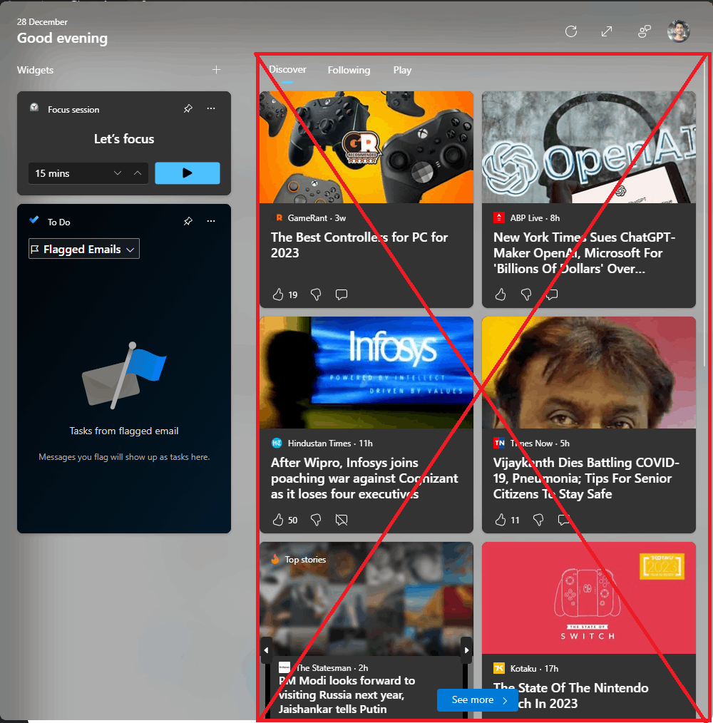 I want to completely remove the discover, following and play form my widget section. how to... g28j8hXTjgcEI6bMqChfc%2BHHlG03TSoiBNJ1P6q5eXWGiS%2FaOLkTWzTEVU5KK87WS1TKjfHY5ZjG76lutwKGZa184%3D.png