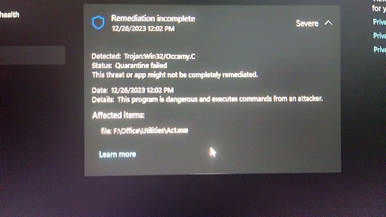 Keep seeing messages about Trojan Win32/Occamy.C being blocked on Protection History.... g6TUIQ1YrVAyiRHnkpSqssJsKPPTI8LBzXnxJ2JJ0h0Xlj5dXljXi3kdecZxKN2LEyXM%2FtL9cFCHLasTvwclx732Sjc%3D.jpg