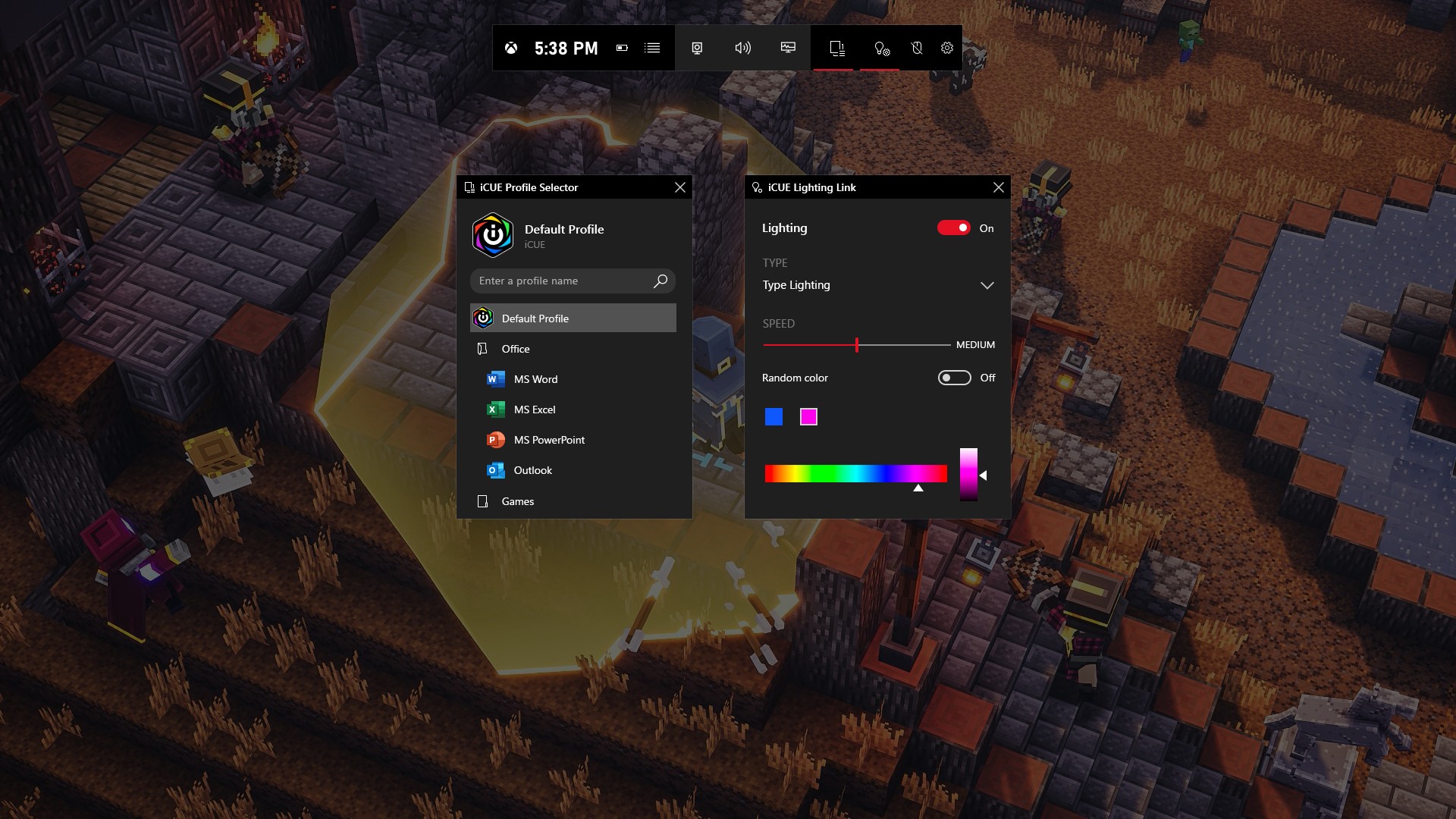 Game Bar on pc - looking for group widget gives error when I try to create post and when I... GameBar_CORSAIR_iCUE_Profiles_Lighting_2.jpg