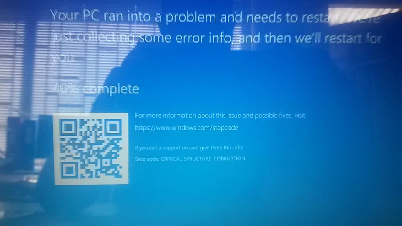 Getting Blue Screen error stating CRITICAL STRUCTURE CORRUPTION after updating to Windows 11 GD27Q.jpg