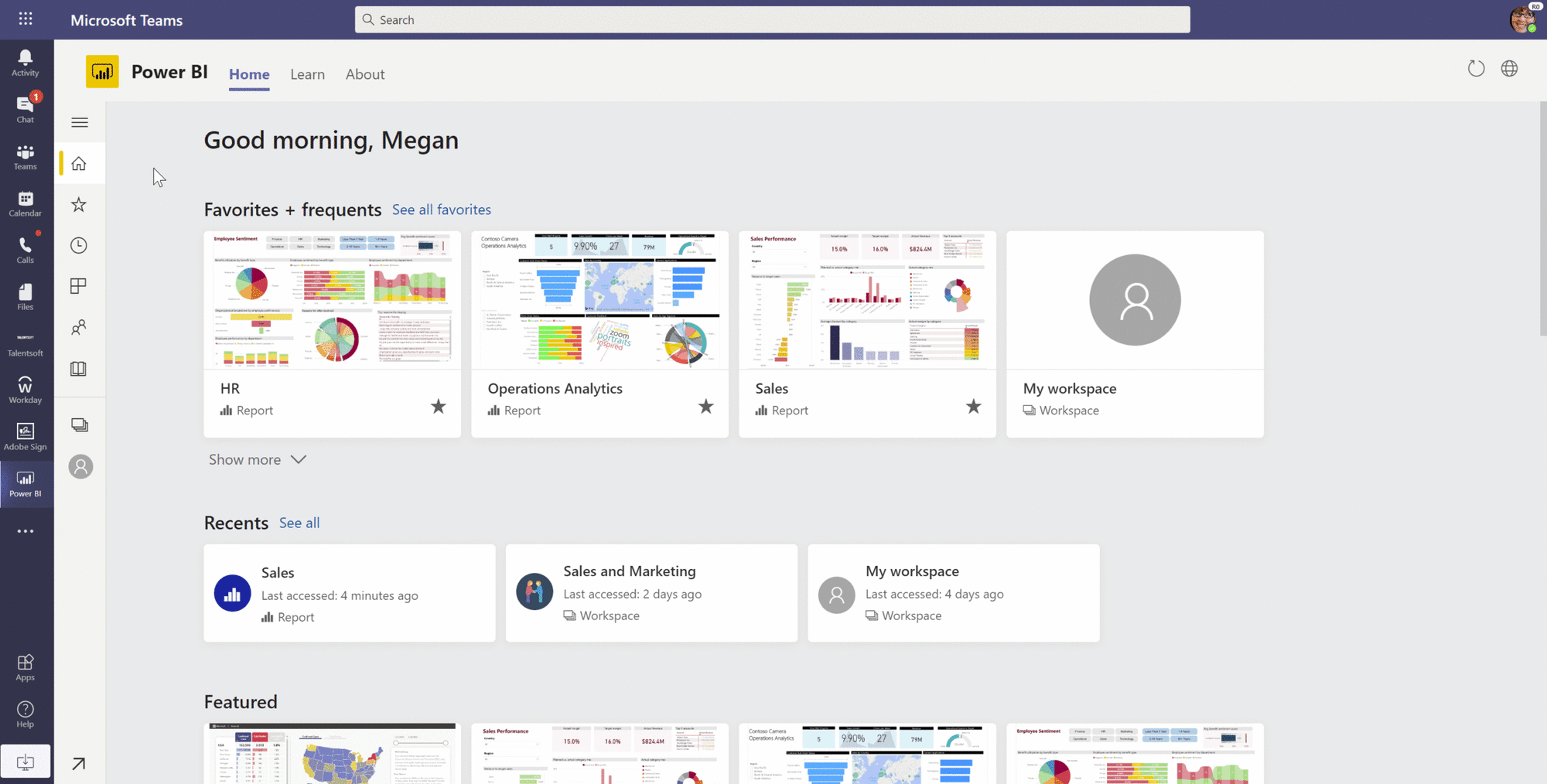What is new in Microsoft 365 and Microsoft Teams in July 2020 GIF-1B_Power-BI-Personal-App-in-Teams-scaled.gif